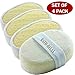 Exfoliating Loofah Bath Sponge Pads Pack Of 4 - Ultra Thick, Great For Exfoliating Shower - 100% Natural - Best Luffa Sponge And Spa Scrubber For Men And Women - Body wash sponge