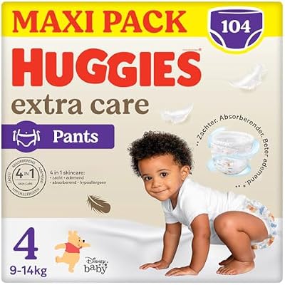 Extra Care Pañal Talla 4 (9-14 kg), paquete de 104 (26 x 4)