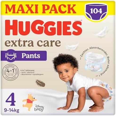 Extra Care Pañal Talla 4 (9-14 kg), paquete de 104 (26 x 4)