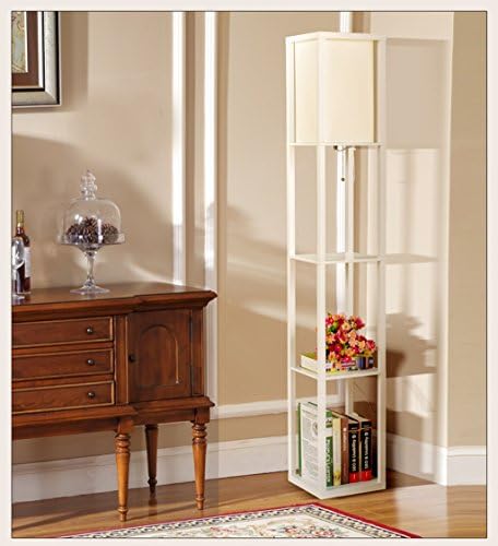 Modern Minimalist New Chinese Style Wooden Floor Lamp Living Room Bedroom Study Desk Lamp Creative Retro Floor Lamp (energy Efficiency Rating A +) (Color : White)