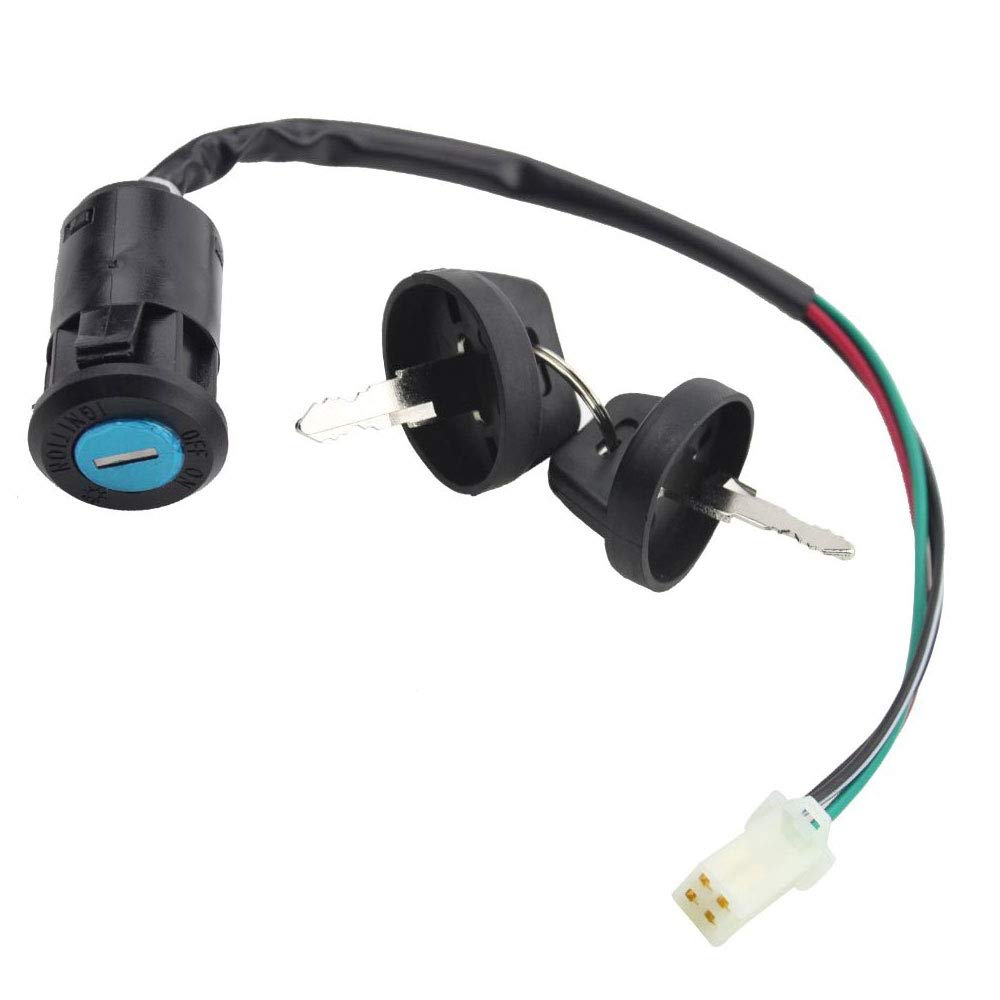 Photo 1 of 4 Wires Ignition Switch Key Set with Cap for 50cc 70cc 90cc 110cc 125cc 150cc 200cc 250cc TaoTao SUNL ATV Dirt Bike Electric Scooter
