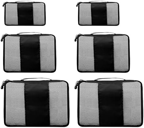 Bag Sito 6 Pcs Mesh Packing Cubes Set, Travel Accessories Organizer - Black