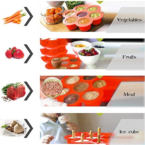 Silicone Egg Bites Molds for Instant Pot Accessories Fits Instant Pot 5,6,8 qt Pressure Cooker, Baby Food Container & Food Freezer Trays Ice Cube (Orange) - Thumbnail 5