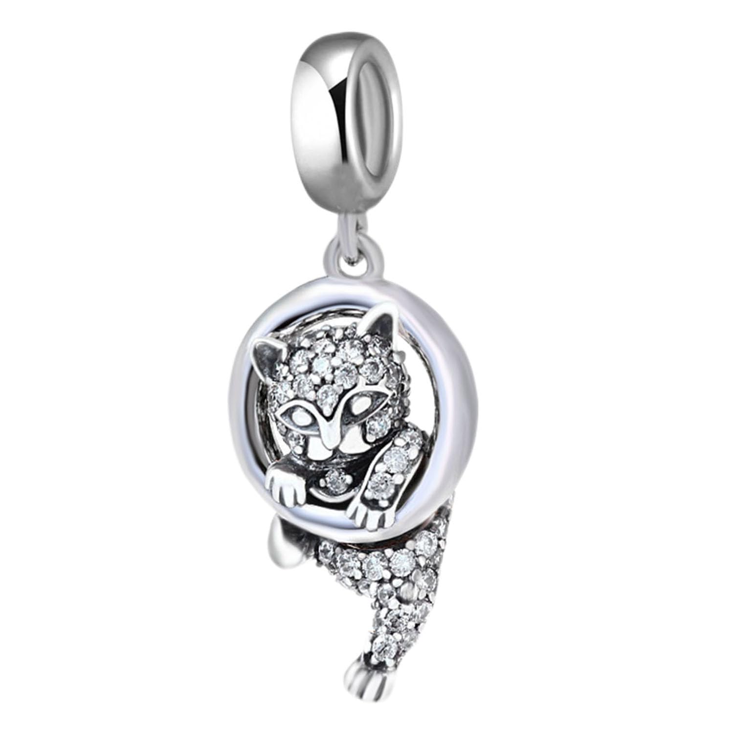 Lucky Cat Charm 925 Sterling Silver Animal Charm Birthday Charm Pendant Charm for Pandora Charm Bracelet