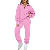 AUTOMET Women's Sweatsuits 2 Piece Outfits Lounge Sets Long Sleeve Half Zip Pullover and Baggy Sweatpants with Pockets