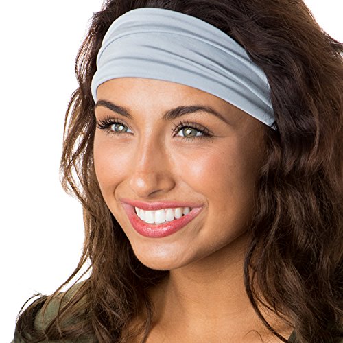 Hipsy Adjustable & Stretchy Basic Xflex Wide Headbands for Women Girls & Teens (3pk Basic Black/Dark Grey/Light Grey)