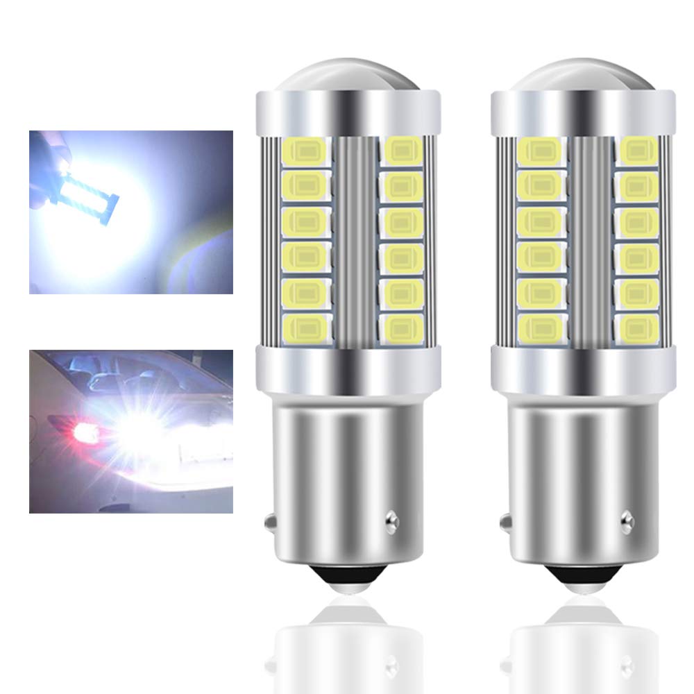Teguangmei 1156 BAU15S PY21W 7507 Car LED Bulbs White 900LM Ultra Bright 5730 33-SMD LED Reversing Brake Tail Stop Rear Fog Lamps Position Tail Light 12-30V 3.6W- 2Pcs