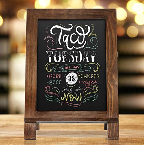 ChalkPro Wooden Framed Standing Chalkboard Sign + Includes White Chalk Marker | Magnetic Non-Porous Memo Board | Rustic Décor for Kitchen, Home, Bar, Countertop, Wedding, Café, Party, and Restaurant - Thumbnail 6