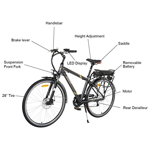 Onway 6 Speed 700C Man City Electric Bicycle, 6061 Aluminium Alloy Frame, with Removable Lithium Battery