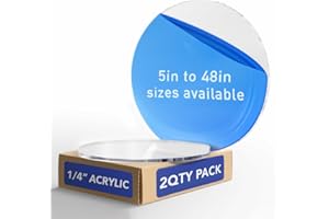 SPEEDYORDERS 2 Qty 1/4" Plexiglass Sheet, 12 Inch Diameter Clear Acrylic Lucite Circle, Round Cake Disc, Cake Disk Acrylic Sheet, Plexiglass Table Top, Round Acrylic Backdrop Made in USA
