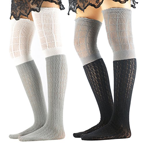 Zando Womens Over Knee Long Leg Warmers Knitted Knit Crochet