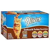 9 Lives Seafood & Turkey Favorites Wet Cat Food Variety (24 Pack), 5.5 oz