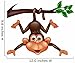 Wallmonkeys Funny Monkey Hanging Tree Wall Decal Peel and Stick Graphic (12 in W x 10 in H) WM255341