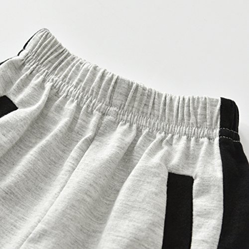 2Piece Toddler Kids Baby Boy Outfits Set,Short Sleeve Letter Mini Boss Print Front T-Shirt Stripe Trousers Pant Clothes Suit Black - Thumbnail 5