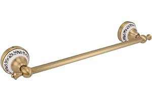 AKLOSIPY 40.5cm Rustproof Copper Bathroom Towel Bar European Style Antique Wall Mounted Holder for Towels and Bathrobes (Anti