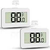 Refrigerator Fridge Thermometer for Freezer Room Outdoor | 2 Pack Digital Freezer Thermometer Room Thermometer with Hook, Large LCD Display