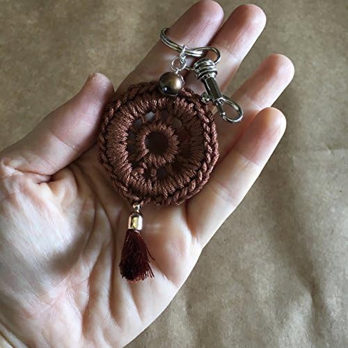 Boho Decor Bohemian Dreamcatcher Brown Boho Chic evil eye car decoration charm Keychain beat Charm