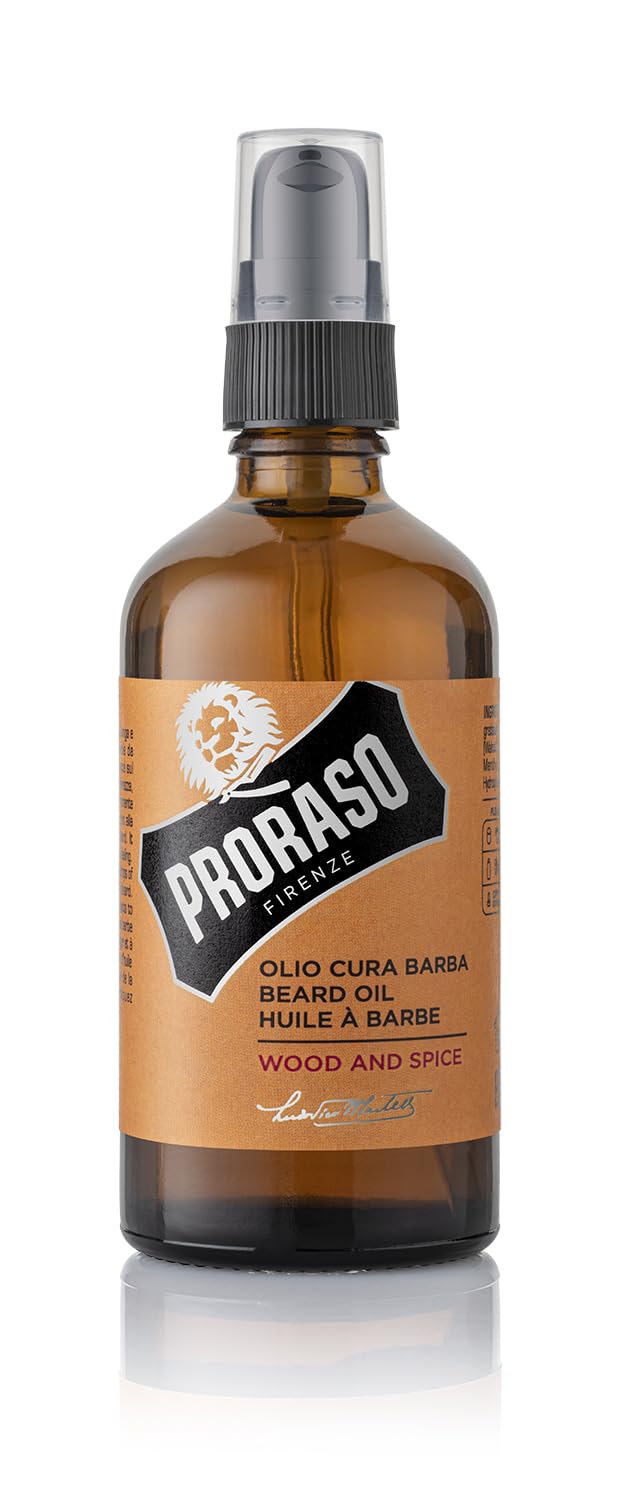 Proraso Beard Oil, Wood and Spice, 100ml, Scented Beard Softener Softens and Protects Long, Bristly Beards, Made in Italy — image 1