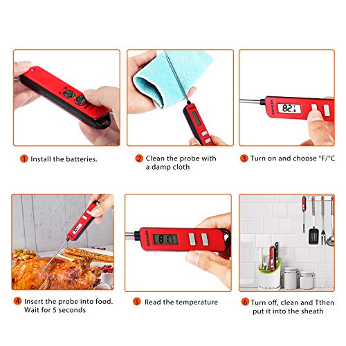 GDEALER Meat Thermometer Digital Instant Read Thermometer Cooking Candy