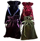 Paper Mart Tarot Rune Bag Bundle of 4: Moss Green, Navy Blue, Purple, Wine 6" x 9"