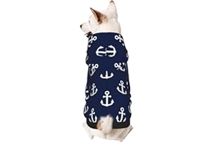 AMRANDOM Dog Hoodie Puppy Clothes Warm Sweater with Hat for Small Dogs Cat Hooded Shirt Kitten Pet Hoodies Sweatshirt Doggie Soft Winter Coat Apparel (Nautical Anchor Navy)