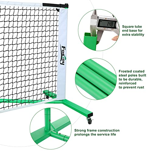 Fostoy Pickleball Net Set with Wheels, Official Size Pickleball Net