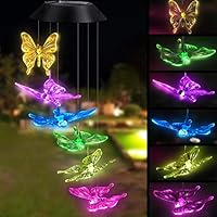 Topspeeder Solar Powered Color-Changing Led Butterfly Wind Chimes Multi Solar Powered Mobile Waterproof Automatic Light Sensor Outdoor Decor