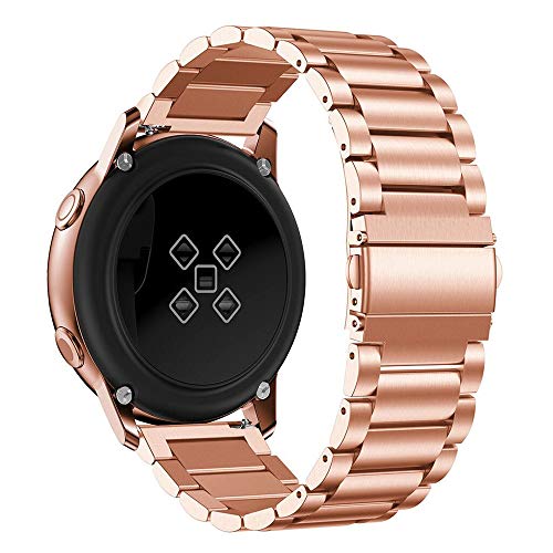 20mm Watchbands for Samsung Gear S2, MeiLiio Stainless Steel Wrist Band Metal Strap Compatible with Galaxy Watch 42mm/Galaxy Watch Active 40mm/Galaxy Watch Active2 40mm 44mm Band Women&Men (Rose Gold)