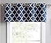 HLC.ME Lattice Print Thermal Insulated Room Darkening Blackout Grommet Tier Valance for Kitchen, Bedroom, Living Room & Small Windows - Navy Blue - 52
