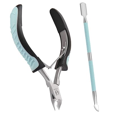 Cuticle Trimmer with Cuticle Pusher - IVON Professional Non-slip Stainless Steel Cuticle Cutter Nipper with Rubber Handle, Dead Skin Remover, Manicure Pedicure Tools for Fingernails and Toenails