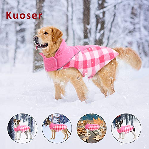 Kuoser Reversible Dog Coat, Warm Waterproof Dog Jacket, British Style