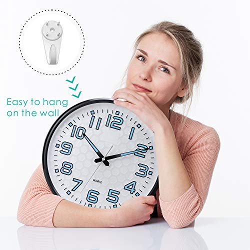 Plumeet Night Light Wall Clock 13'' Bedroom Wall Clocks with Silent Non