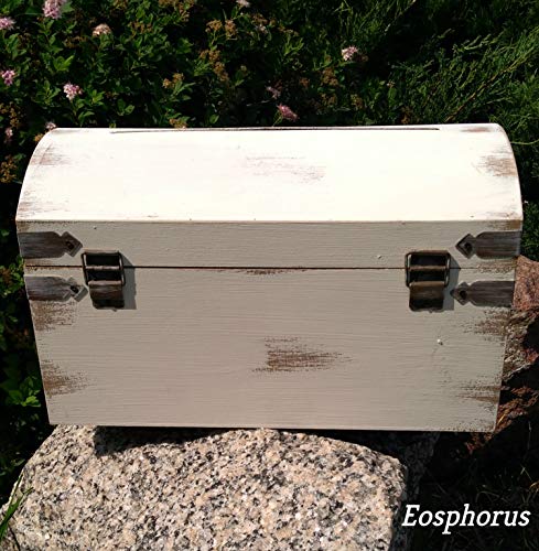 Shabby Chic Wedding Card Box - Vintage Rustic Wedding Decor - Wedding Card Holder with Card Slot | White Distressed Personalized Card Keepsake Chest