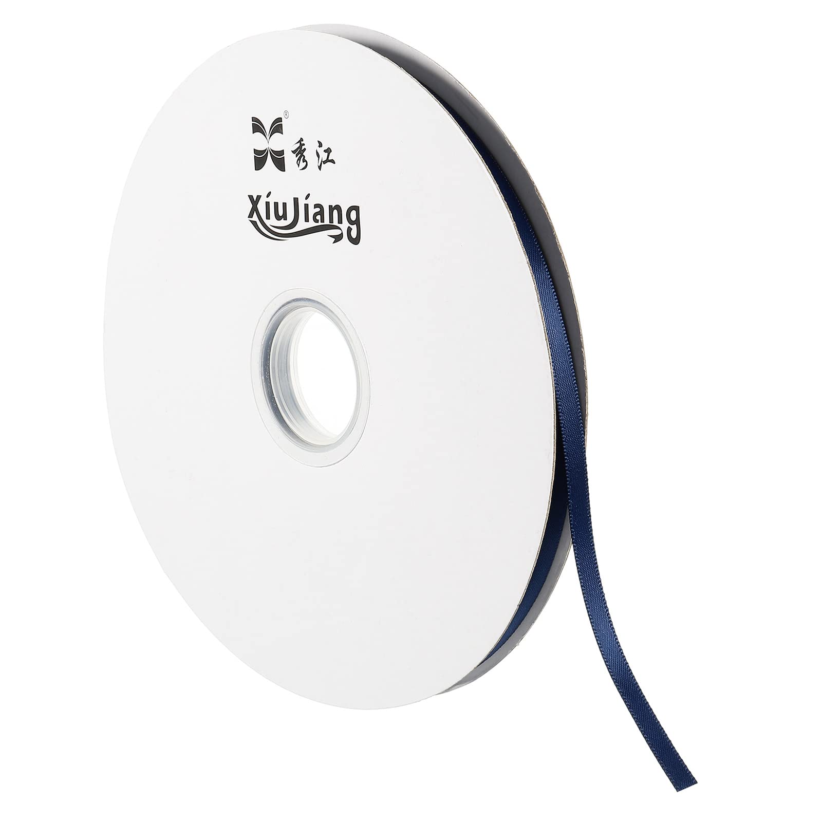 PATIKIL 0.28 Inch Wide 100 Yards Satin Ribbon, Double Face Solid Crafts Roll for Party Home DIY Wrapping Decoration Navy Blue