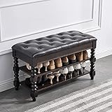 LEILISI Shoe Bench, Shoe Storage Bench with Cushion