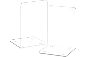 Acrylic Bookends 2 Pieces, VFINE Book Ends for Shelves, Clear Bookends for Shelves Decor Book Ends for Desktop Organizer, Book Stopper for Home Office School Supplies, 7 * 4.8 * 4.75 inch