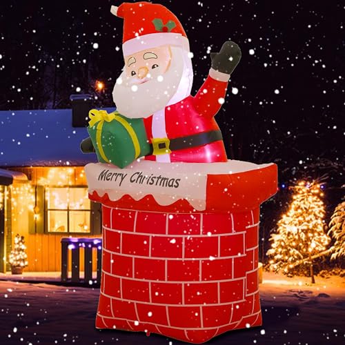 M MINGLE Santa Inflatables Outdoor Christmas Decorations, 5 FT Blow up