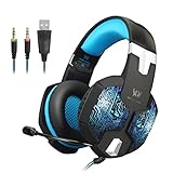 Jeecoo JC-G1000 Stereo Over-ear Gaming Headset with 7 Colors Breathing LED Light and Microphone - Blue