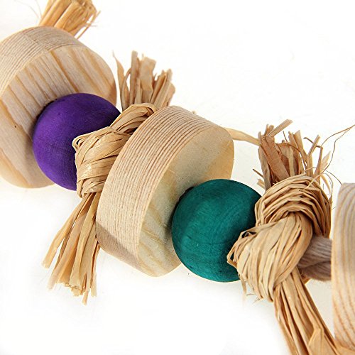 Parrot Pet Bird Chew Toy Wooden Straw with Bell Cage Swing Toys Cage Hanging Accessory