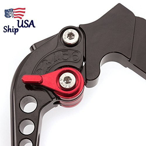 FXCNC Racing Motorcycle Long Adjustable Brake Clutch Levers Set fit for Yamaha Warrior YFM350 02-04,Raptor YFM660 01-05,TTR125L/LE/LW 00-16,Banshee 350 02-06,XT660/R/X 04-13 Aluminum US Ship - Thumbnail 5