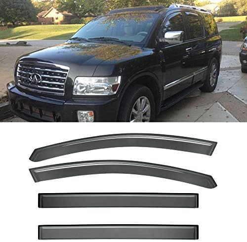 4pcs for 2004-2014 Nissan Armada Rain/Sun Guard Vent Shade Window Wind Deflectors Window Visors