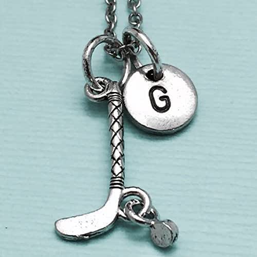 Hockey stick necklace, hockey stick charm, sports necklace