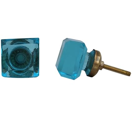 Indianshelf Handmade 6 Piece Glass Turquoise Square Artistic Rust