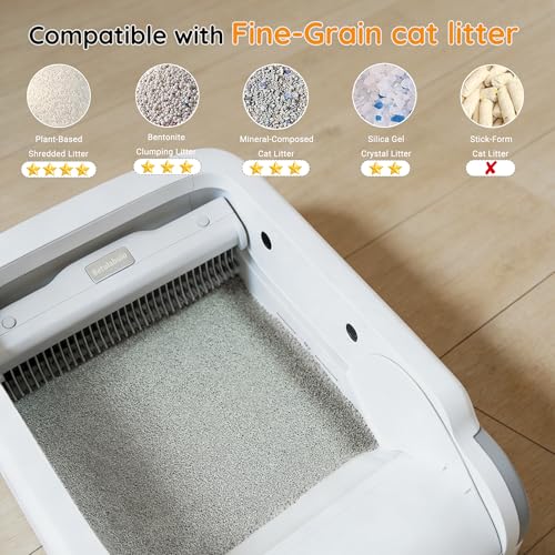 Betulabulo Self Cleaning Cat Litter Tray - Open-Top Design for Multiple Cats, Automatic Litter Box with APP Control, Safety Sensors, Automatic Cleaning, Quiet & Easy Maintenance