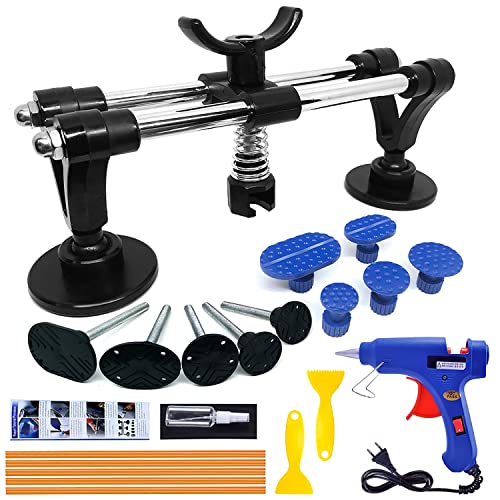 Randalfy Kit di strumenti di riparazione per carrozzeria, estrattore di ammaccature automatico con ponte a doppio palo per rimuovere ammaccature, urti e danni da granito