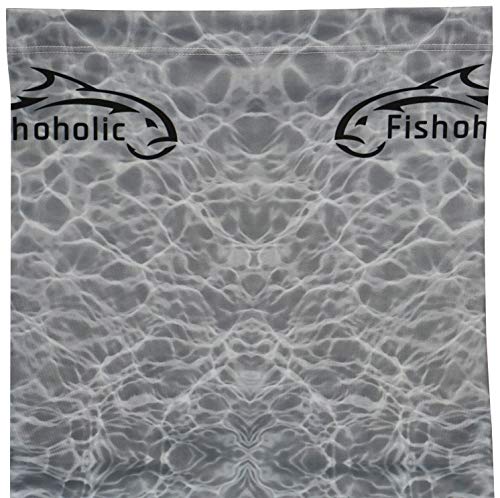 Fishoholic Neck Gaiter UPF50+ Fishing Face Mask Wind Dust Sun Protection Bandana Shield Headwear Scarf for Men Women Hunting Cycling Run Fish Paddling Kayak Bass (GrayCamo, 1 Size fits Most)