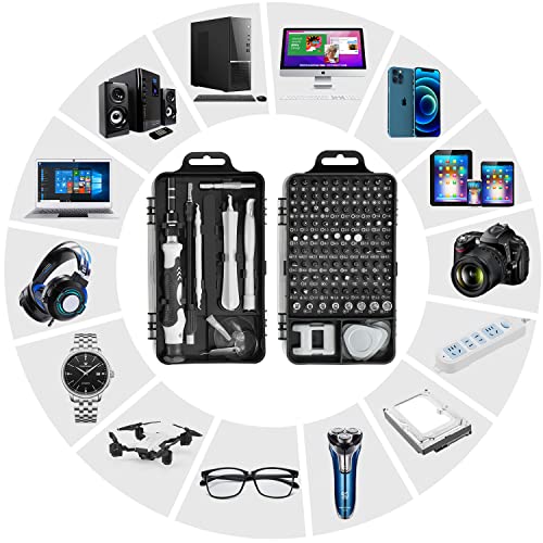 [2022 Upgraded] AXTH 115 in 1 [Military-Grade] Precision Screwdriver Set Professional Magnetic Repair Tool Kit for Phone, Computer, Watch, Laptop, Xbox, Macbook, Game Console, Eyeglass, Electronic