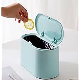 LTWQLing Mini Trash Can with Lid - Removable Small Garbage Can, Tiny Plastic Trash Bin, Pop Up Countertop Wastebasket, Counter Garbage Lint Bin for Bathroom,Office,Kitchen,Desk,Coffee Table(Sky Blue)