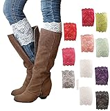 Gellwhu 3-12 Pack Women Lace Trim Boot Cuffs Toppers Leg Warmers (11 pack)