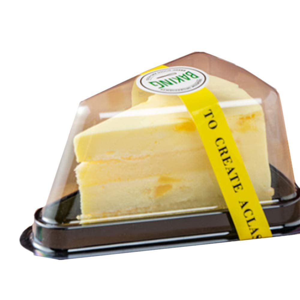 XIZHI Set of 50 Cake Slice Container Cheesecake Cake Slice Container Holder Transparent Plastic Cakes Box (Black)
